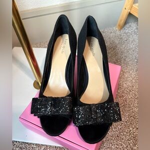 Kate Spade Black Sparkle Bow Heels